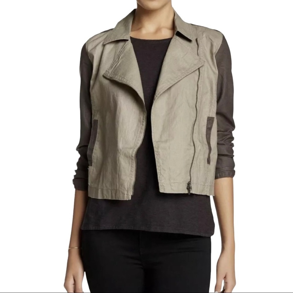 EILEEN FISHER Organic Waxed Linen Bomber Jacket